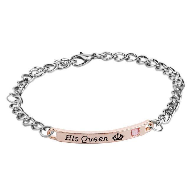 Couple bracelets her king his queen