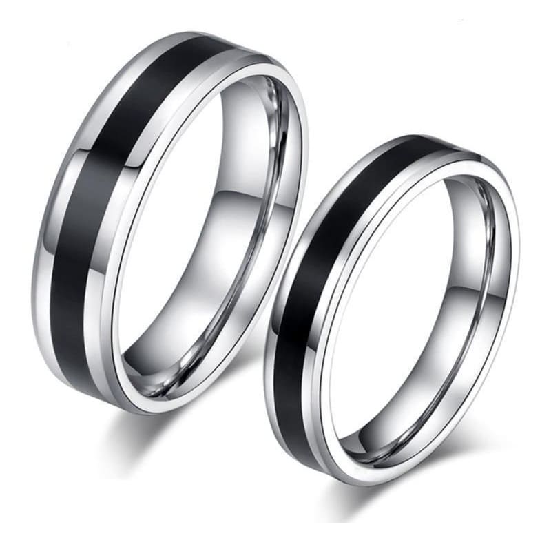 Silver band promise rings