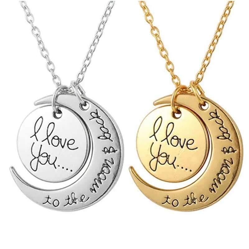 I Love You to the Moon and Back Couples Necklace