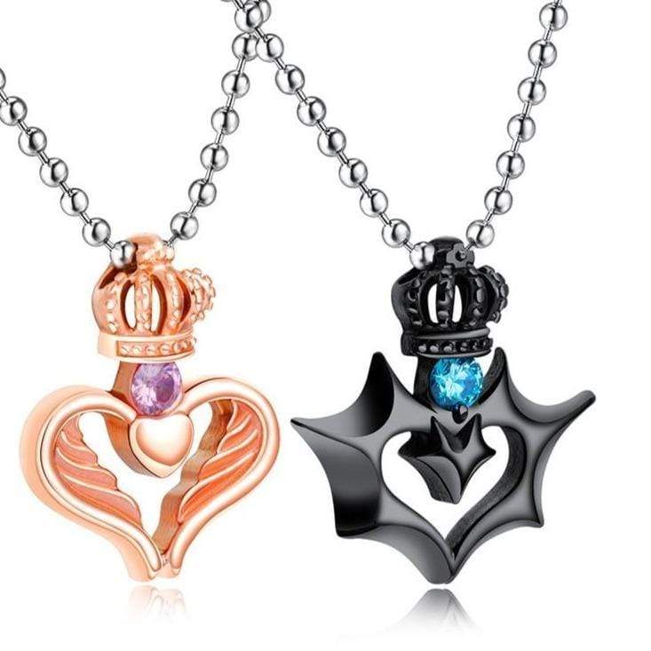 His and Her Heart Couple necklace