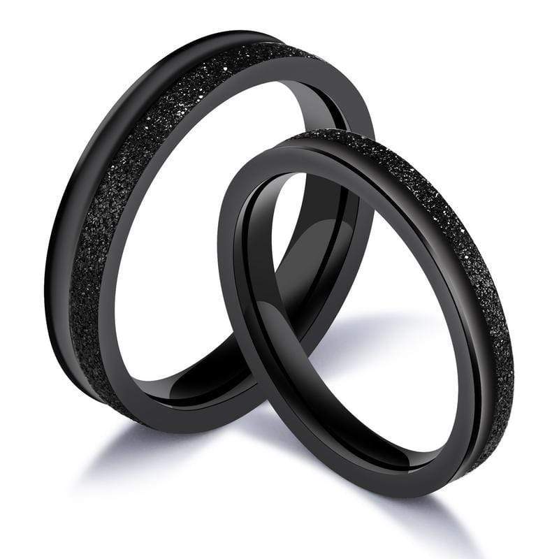 Black titanium promise rings