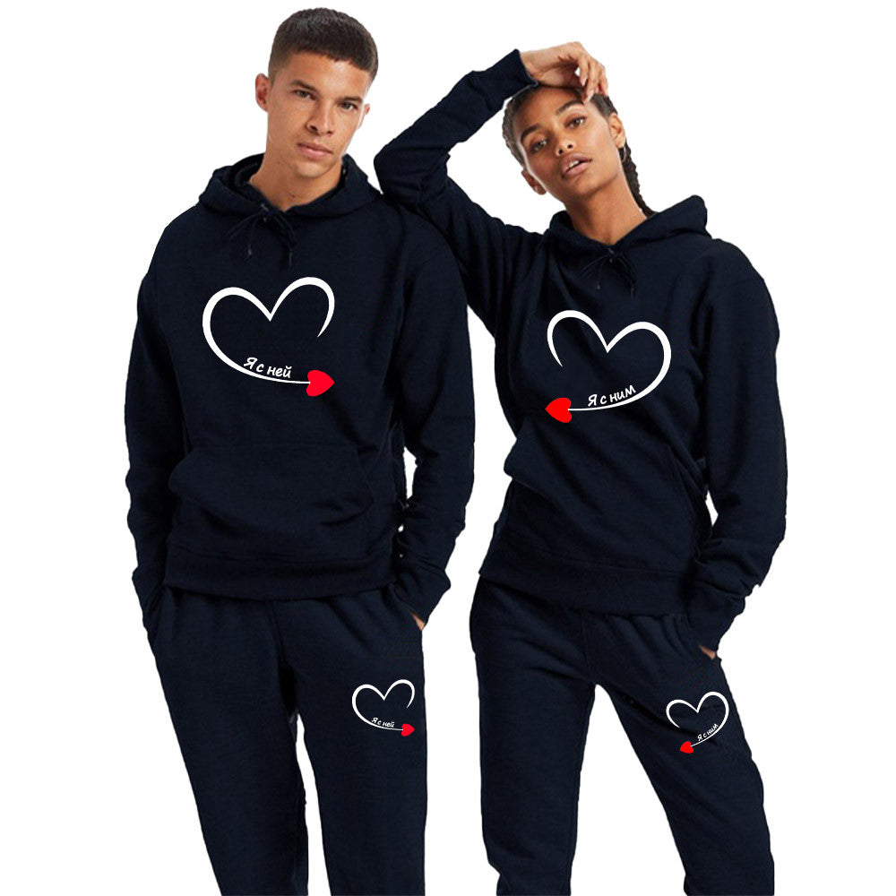 Heart matching couple jogging suits