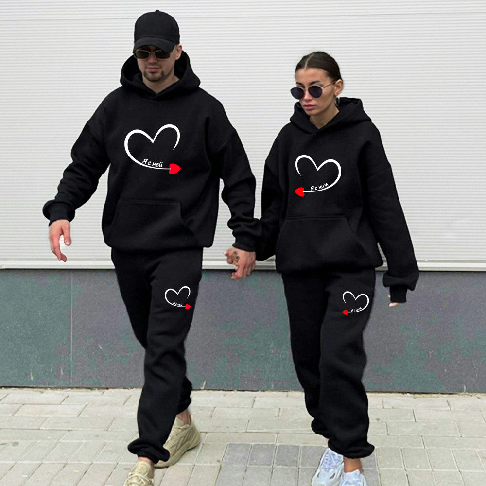 Heart matching couple jogging suits
