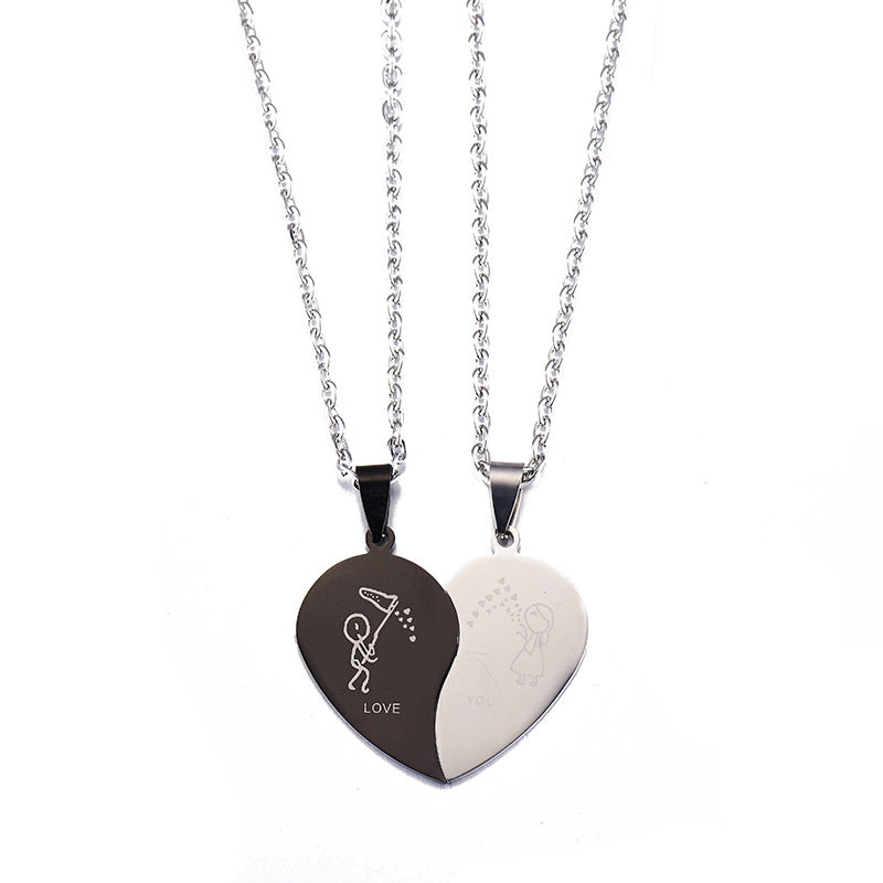 Couple Necklaces Heart Titanium