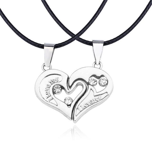 His and hers heart necklace