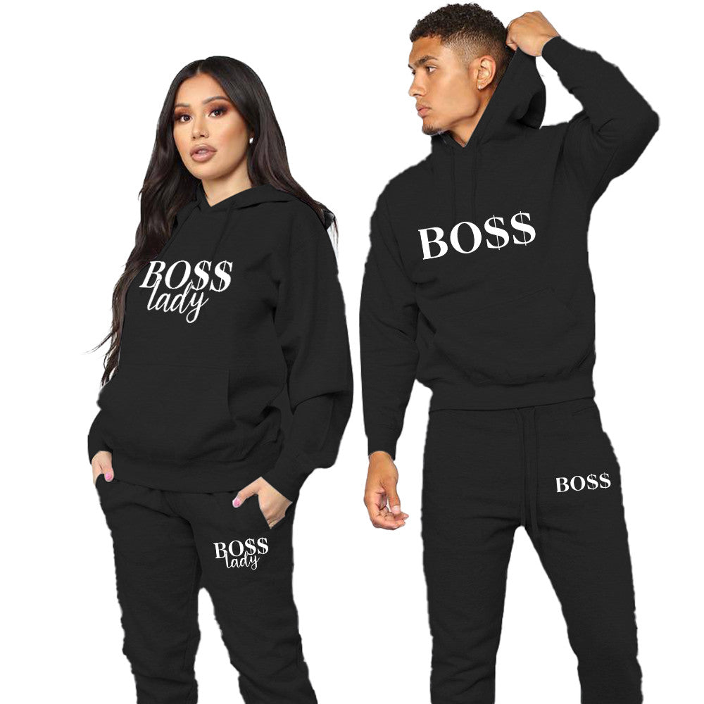 Boss matching couple tracksuits