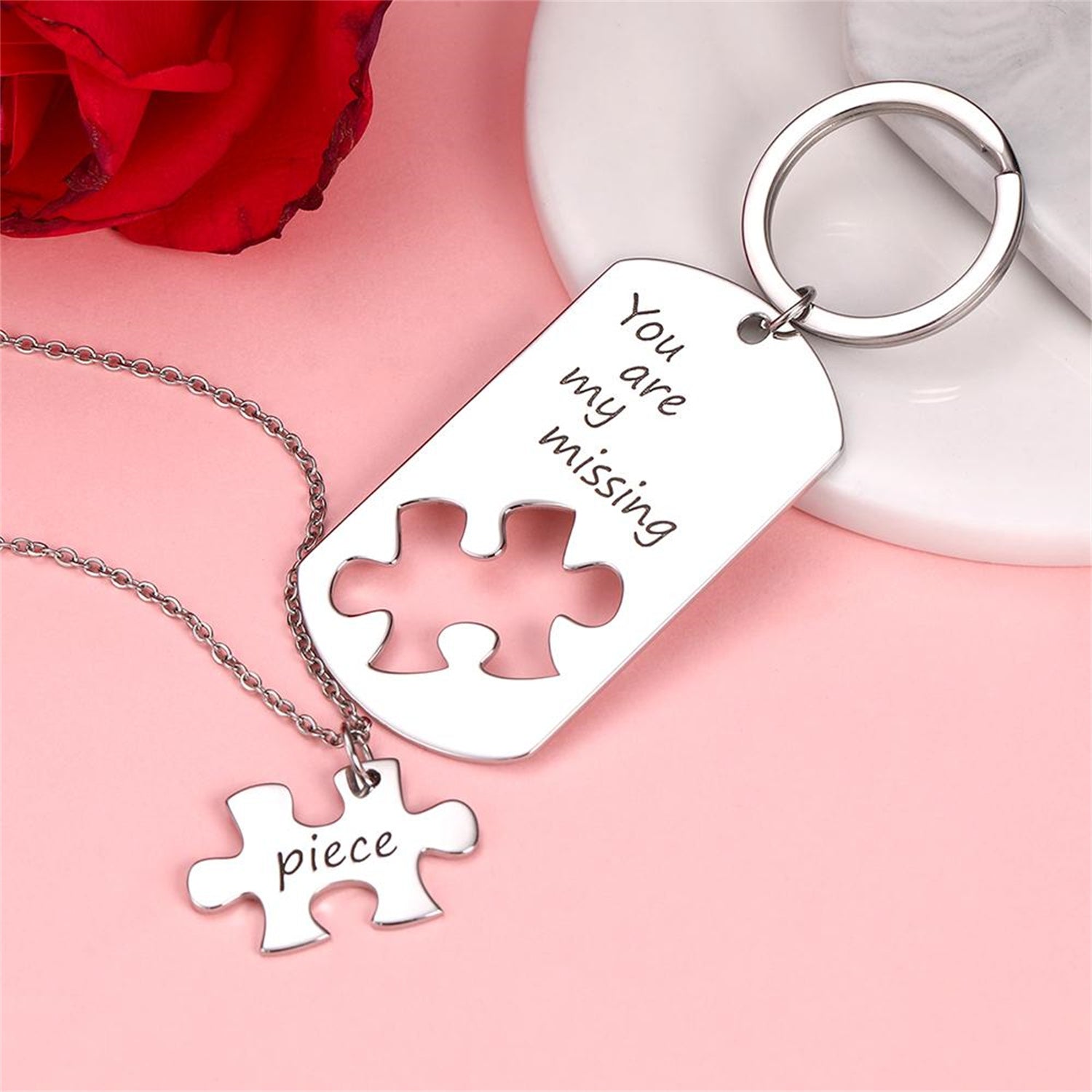 Matching Keychain and Necklace for Couples