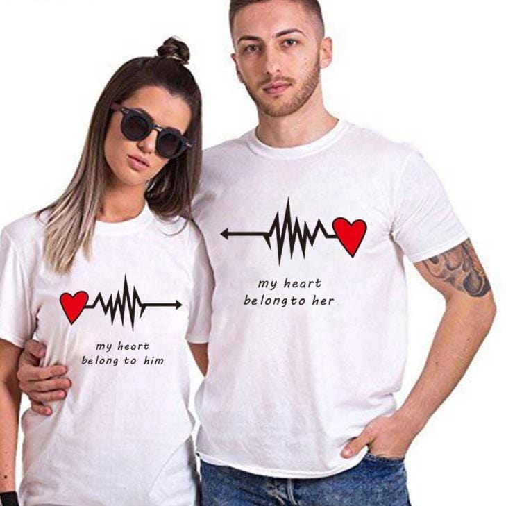 Cute Couple shirts My heart only beat for him