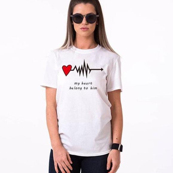 Cute Couple shirts My heart only beat for him