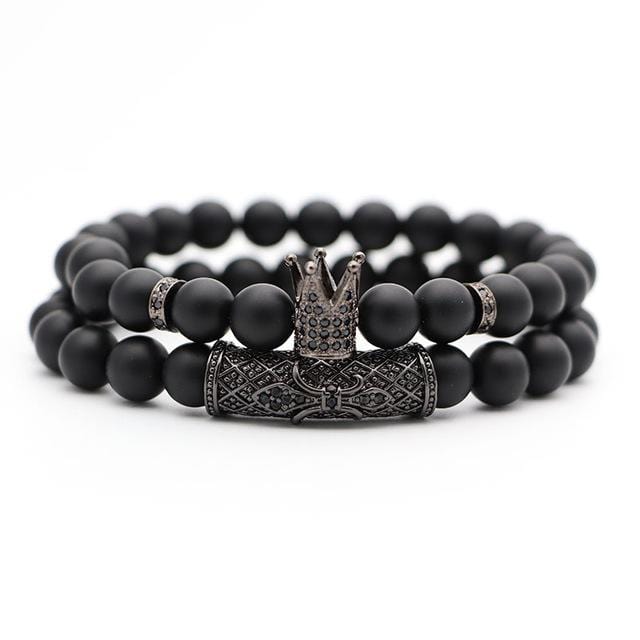 Matching bracelets for couples black crown