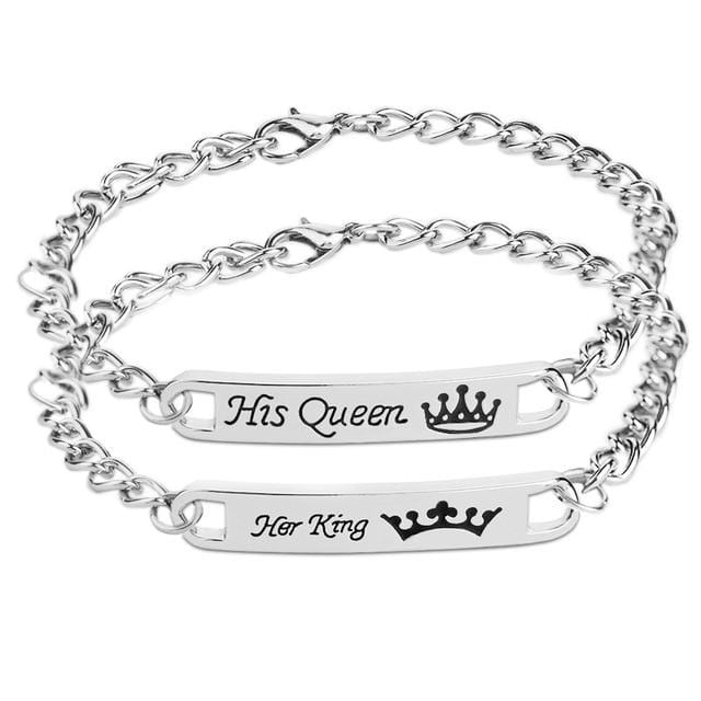 Couple distance bracelets king and queen