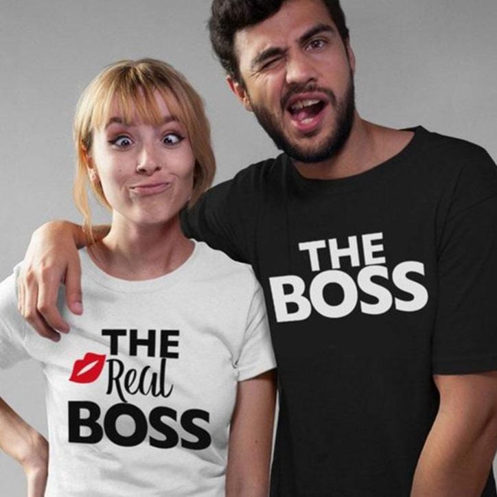 Funny couple shirts The real boss