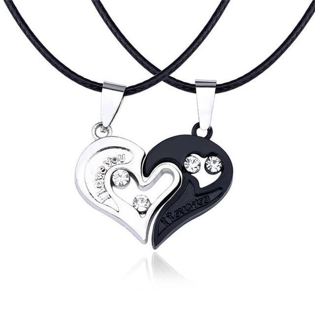 His and hers heart necklace