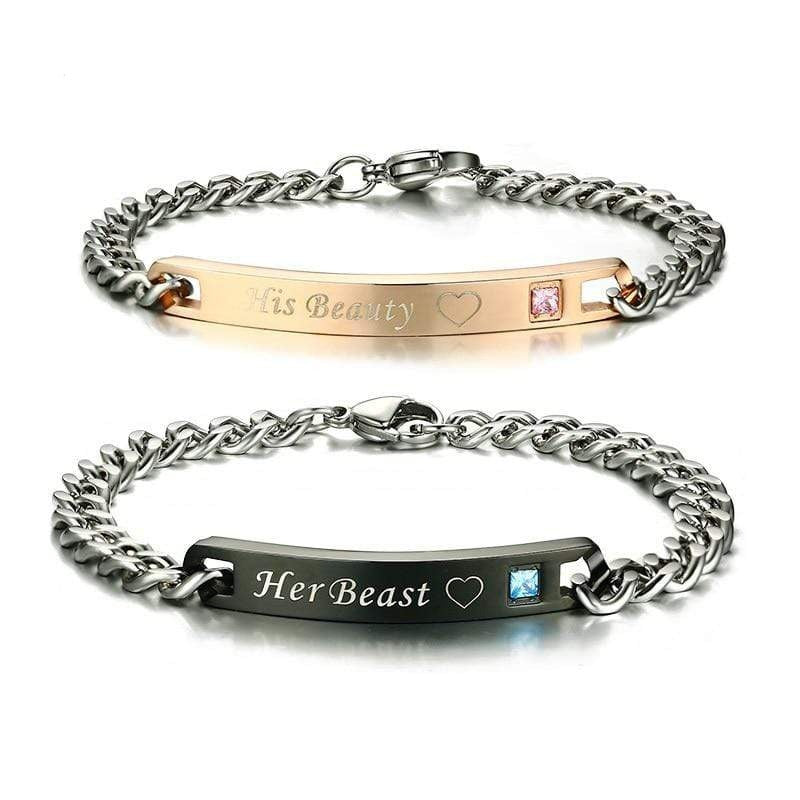 Beauty and the beast couple bracelet