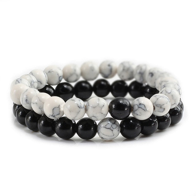 Couple Bead Bracelets Black and White