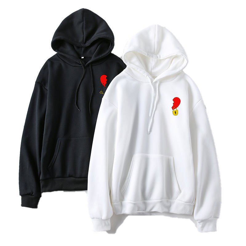 Couple hoodies half heart