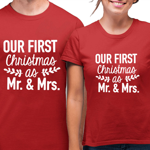 Husband and wife christmas shirts