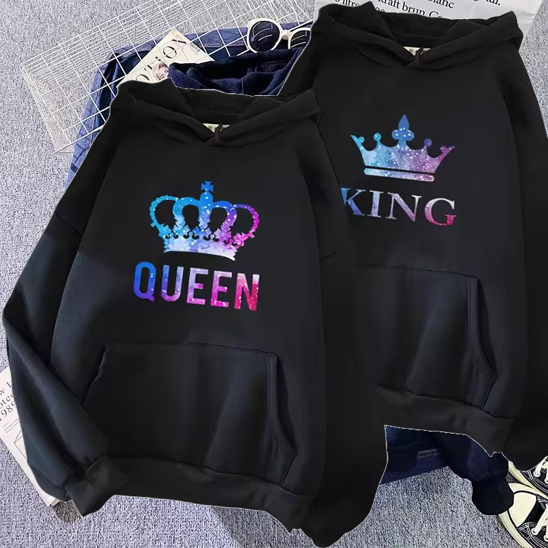 King Queen Hoodies for Couples