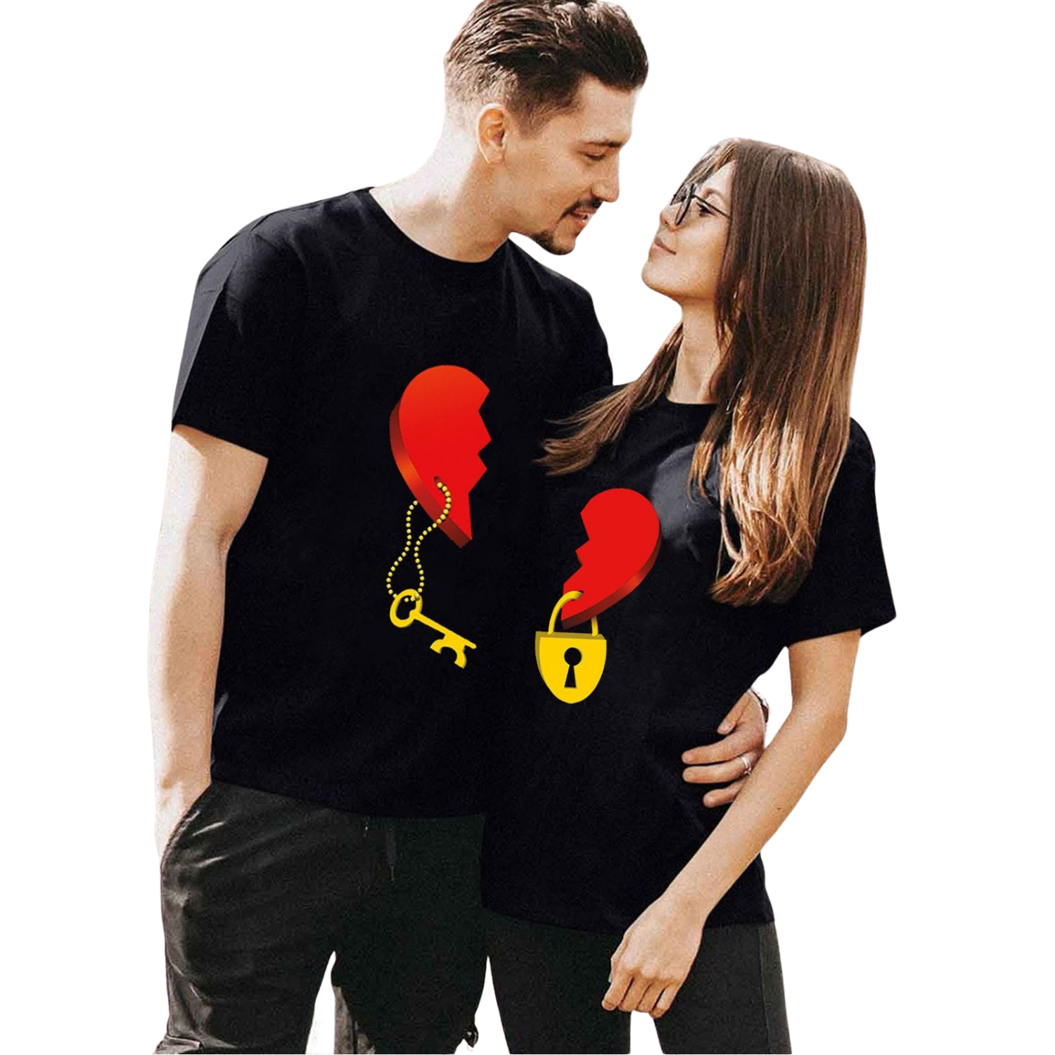 Couple T Shirt Half Heart